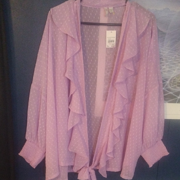 Cato Tops - Cato Silk Lavender Ruffle Blouse
